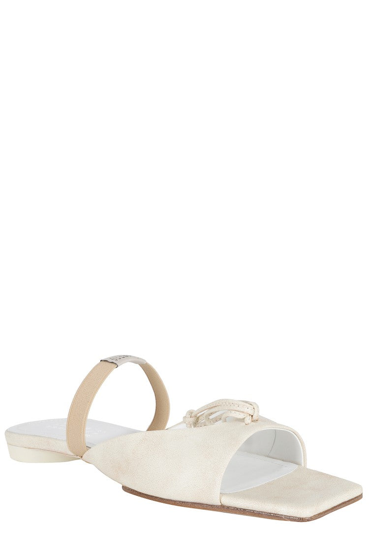 Mm6 By Maison Margiela Beige Bow Leather Sandals