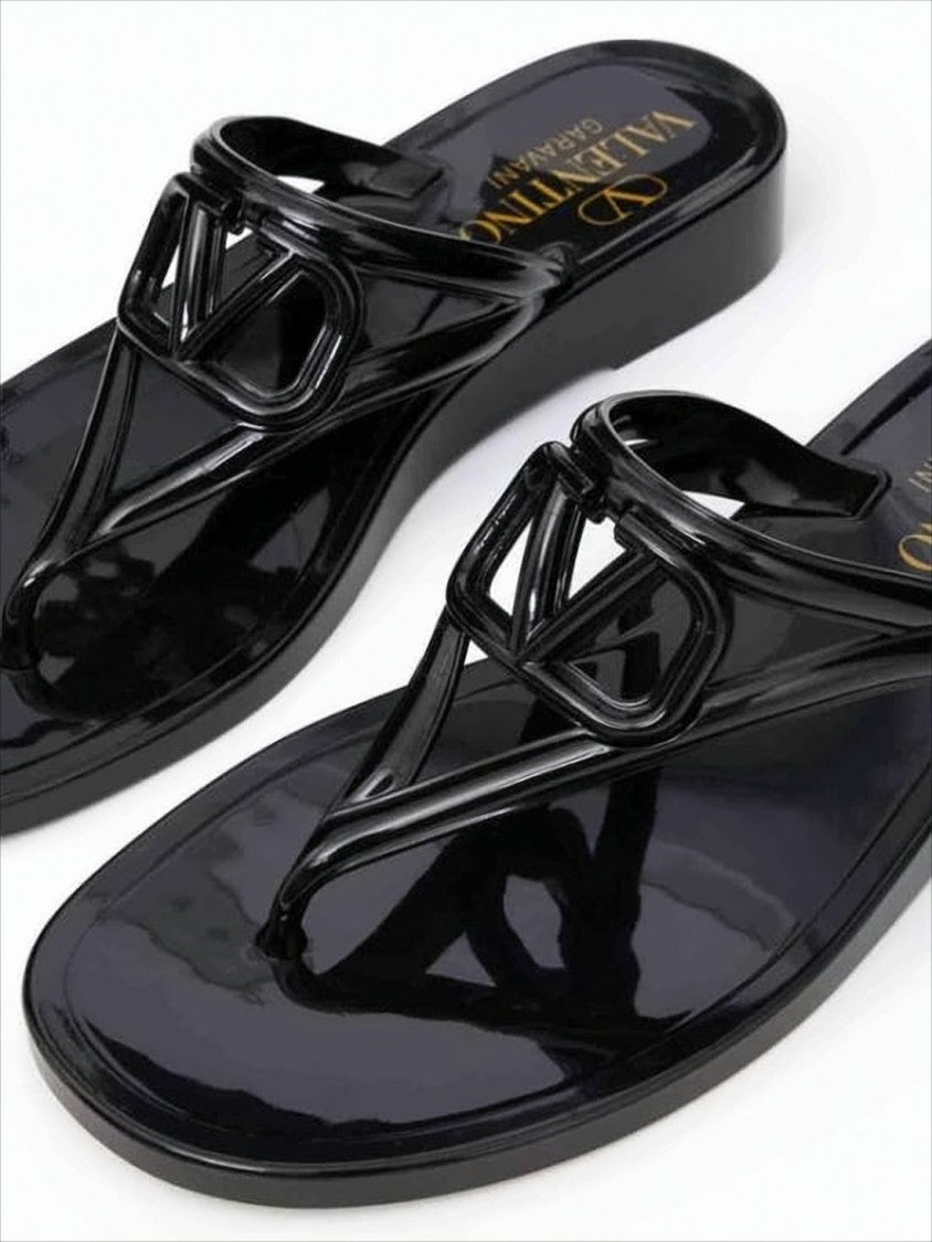 Valentino Glossy Rubber Slip-On Sandals