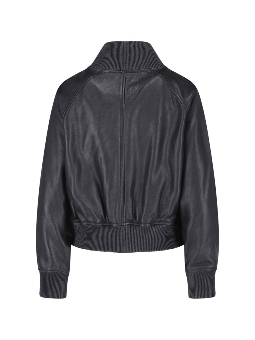 Polo Ralph Lauren Black Shearling High Collar Zip Bomber Jacket