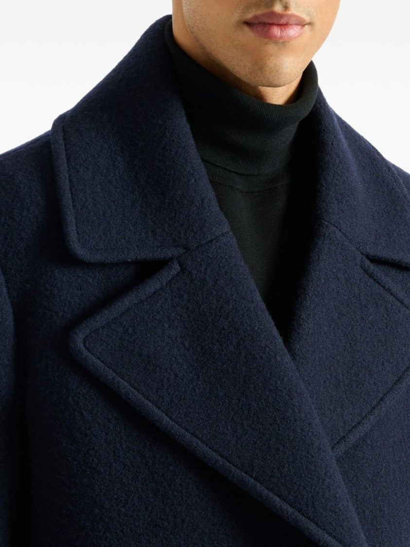Balmain Boxy Double-Breasted Peacoat With Gold-Tone Details