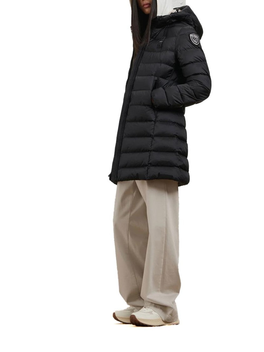 Blauer Black Quilted Flared Hooded Puffer Jacket