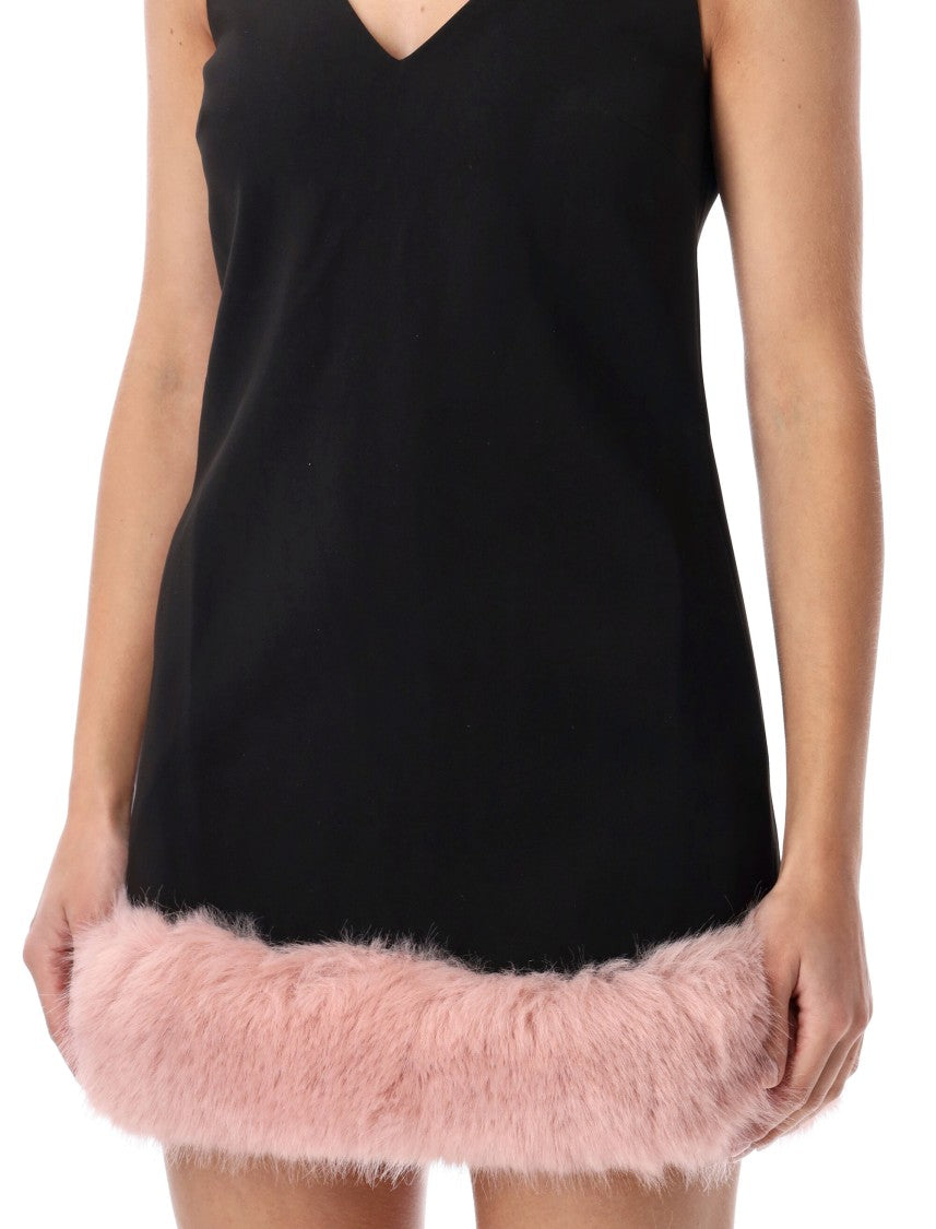 Self-Portrait Min Dress Eco Fur Trim