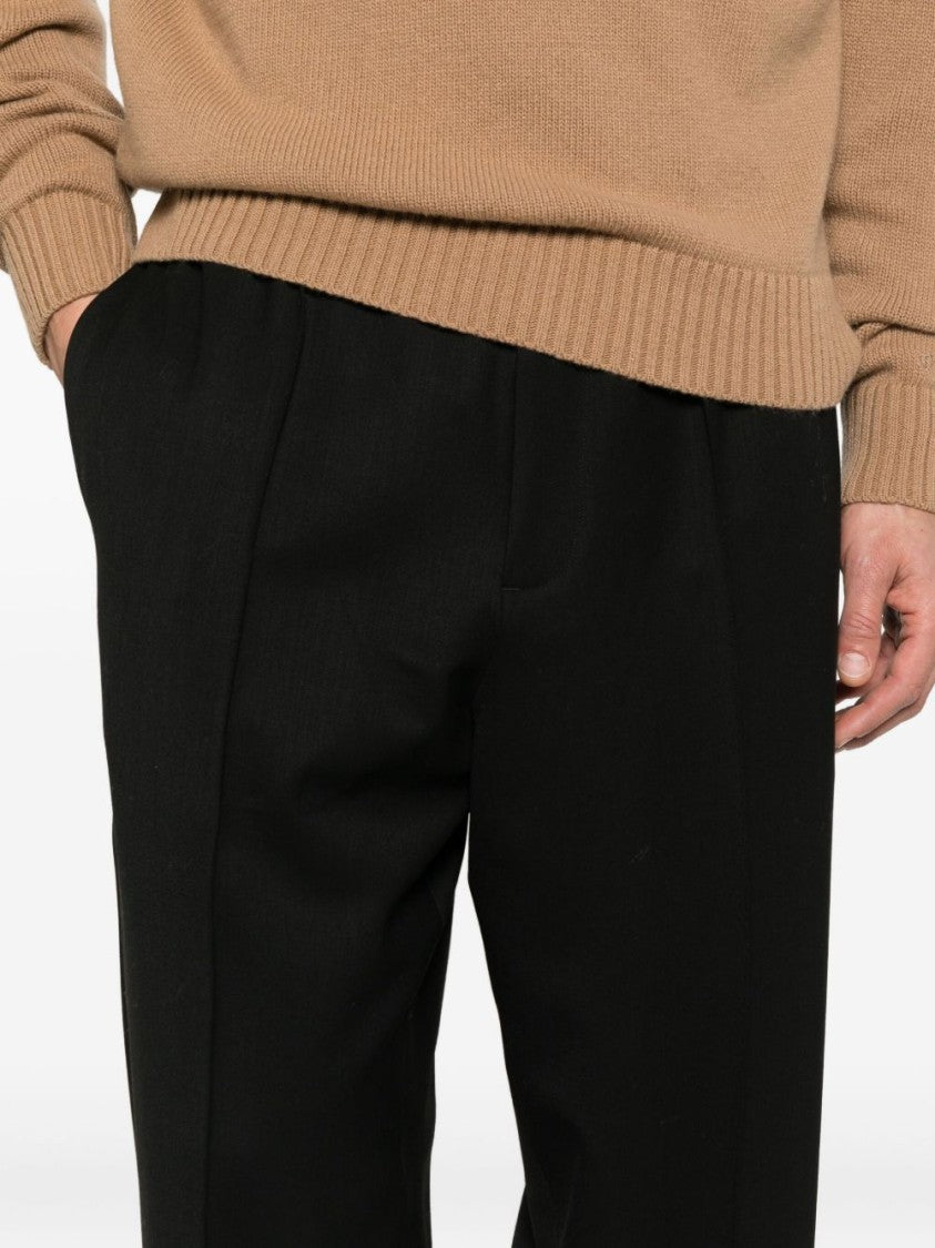 Seven Gauge Relaxed Wide-Leg Trousers With Tapered Hem