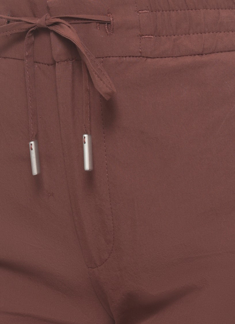 Pt Torino Brown Elastic Waist Cotton Formal Pants