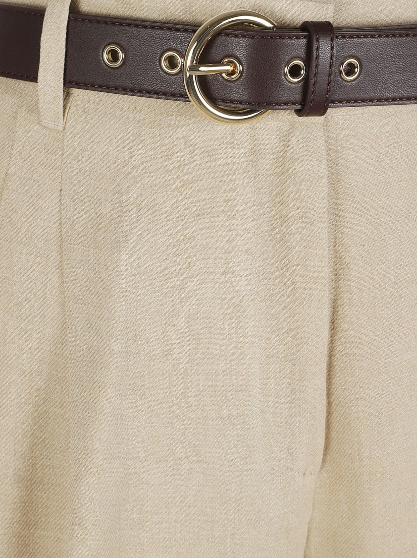 Max Mara Fluid Linen Trousers With High Waist And Tailored Pleats
