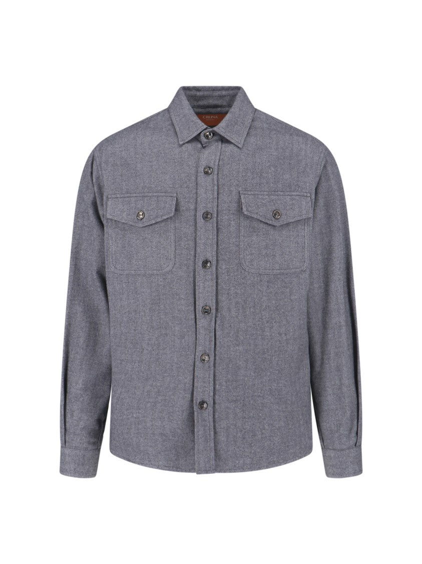 Cruna Classic Grey Shirt With Minimalist Design And Long Sleeves