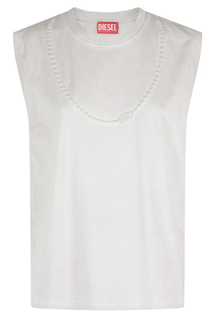 Diesel Gray Embej Embossed Oval D Chain Cotton Tank Top