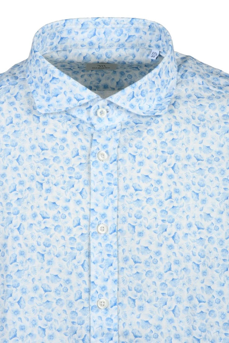 Mariano Napoli White Sky Blue Linen Cotton Shirt