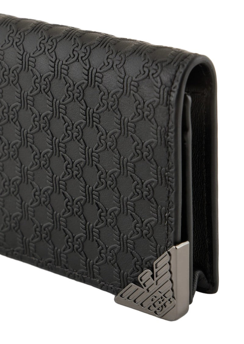 Emporio Armani Textured Relief Black Credit Card Holder