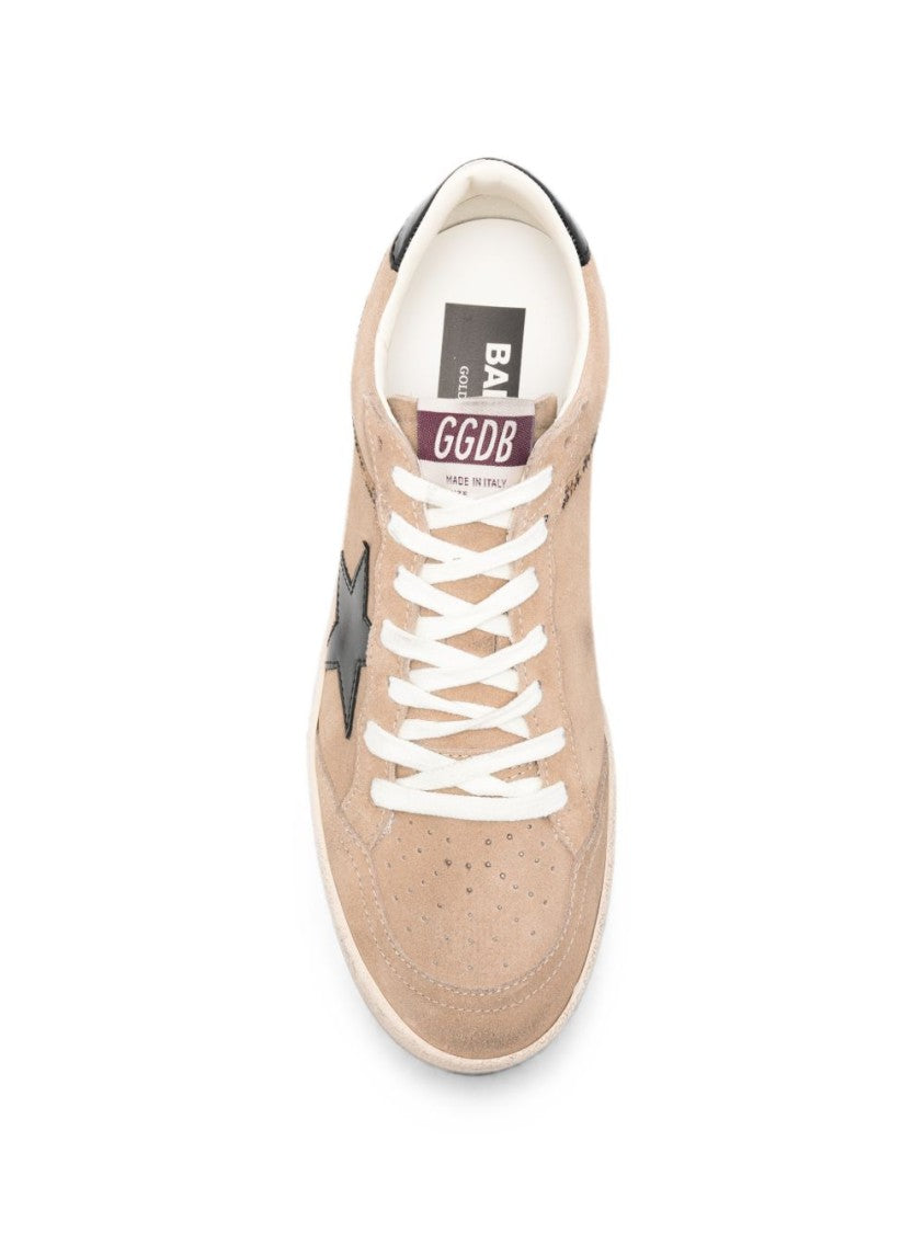 Golden Goose Beige Suede Black Star Low-Top Sneakers