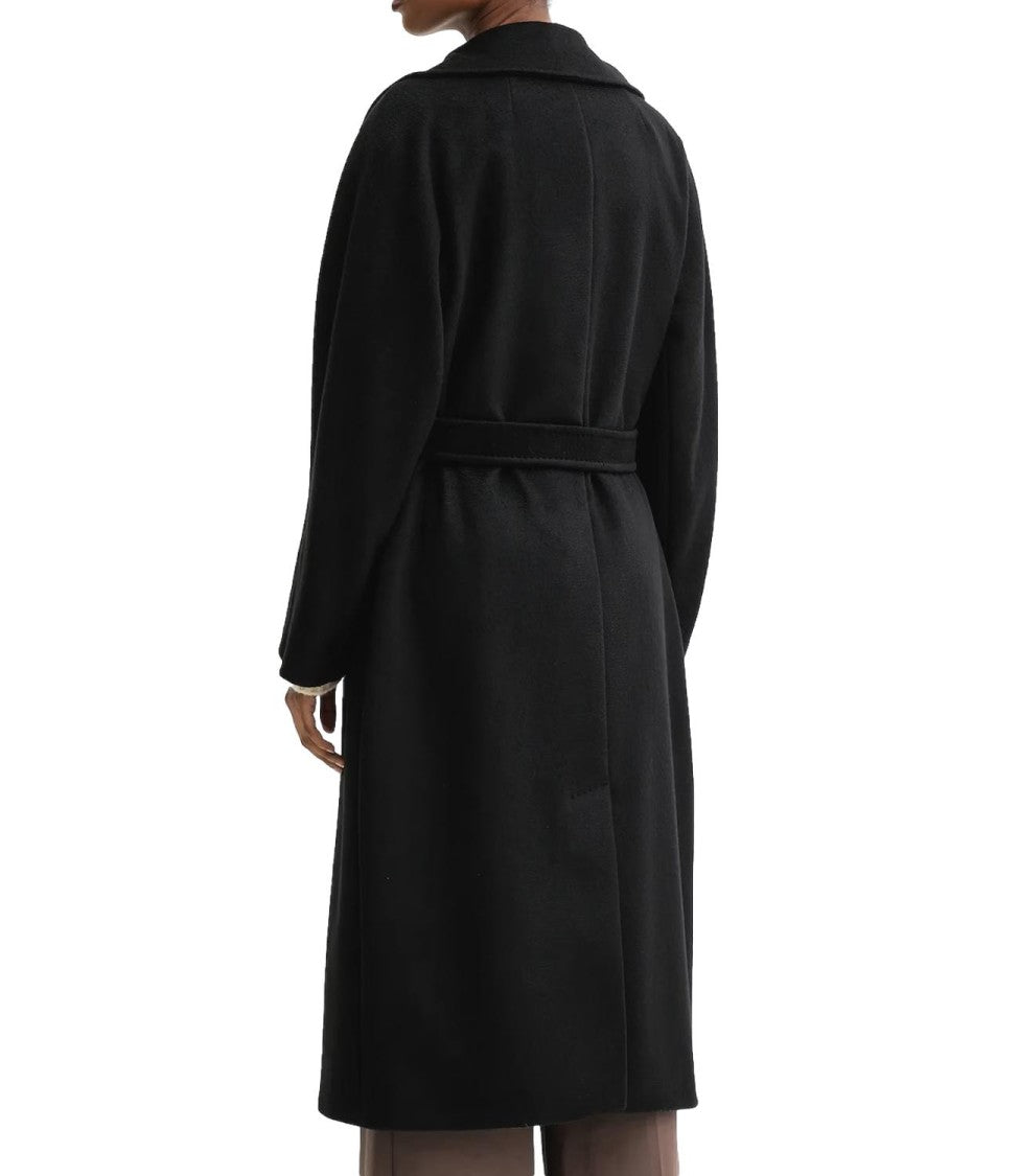 Max Mara Timeless Black Virgin Wool Long Coat