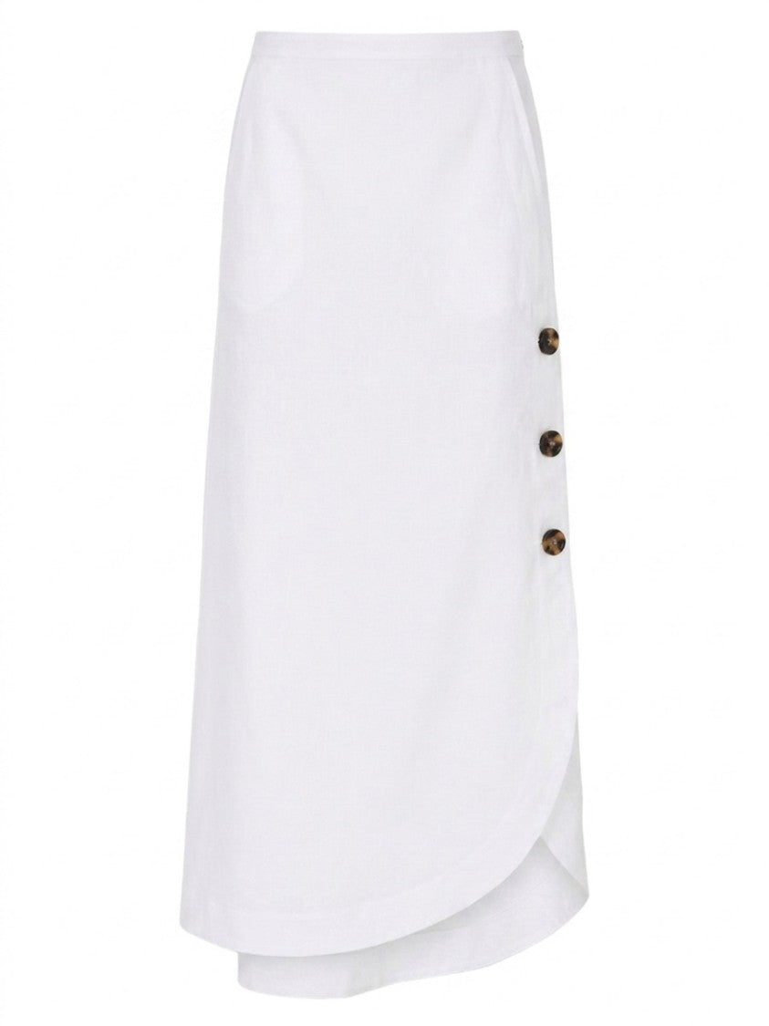 Max Mara Asymmetrical Midi Skirt With Decorative Buttons