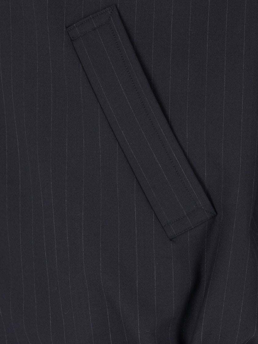 Kaptain Sunshine Dark Blue Pinstriped Wool Zip Jacket