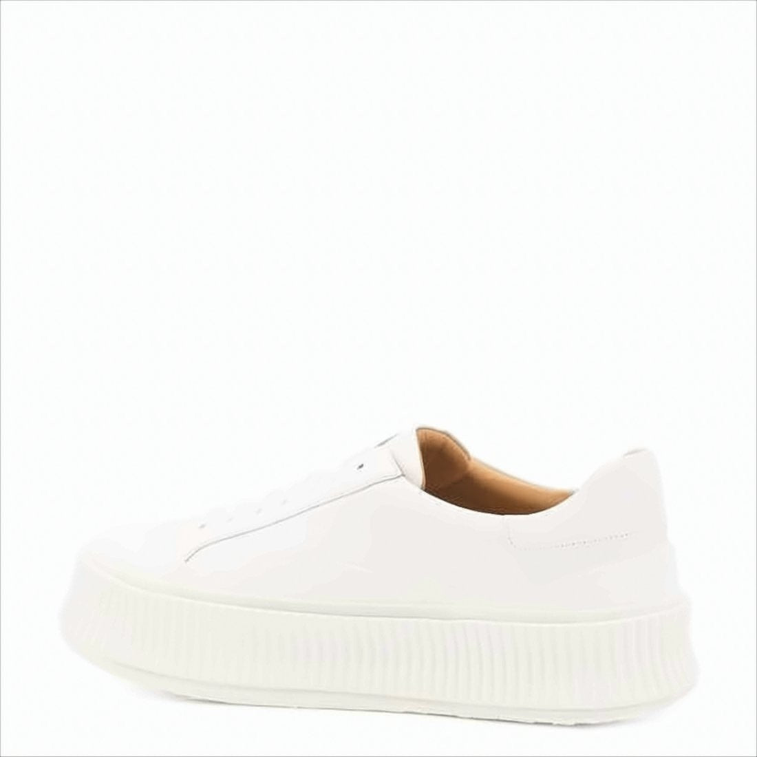Jil Sander Minimalist White Calf Leather Sneakers