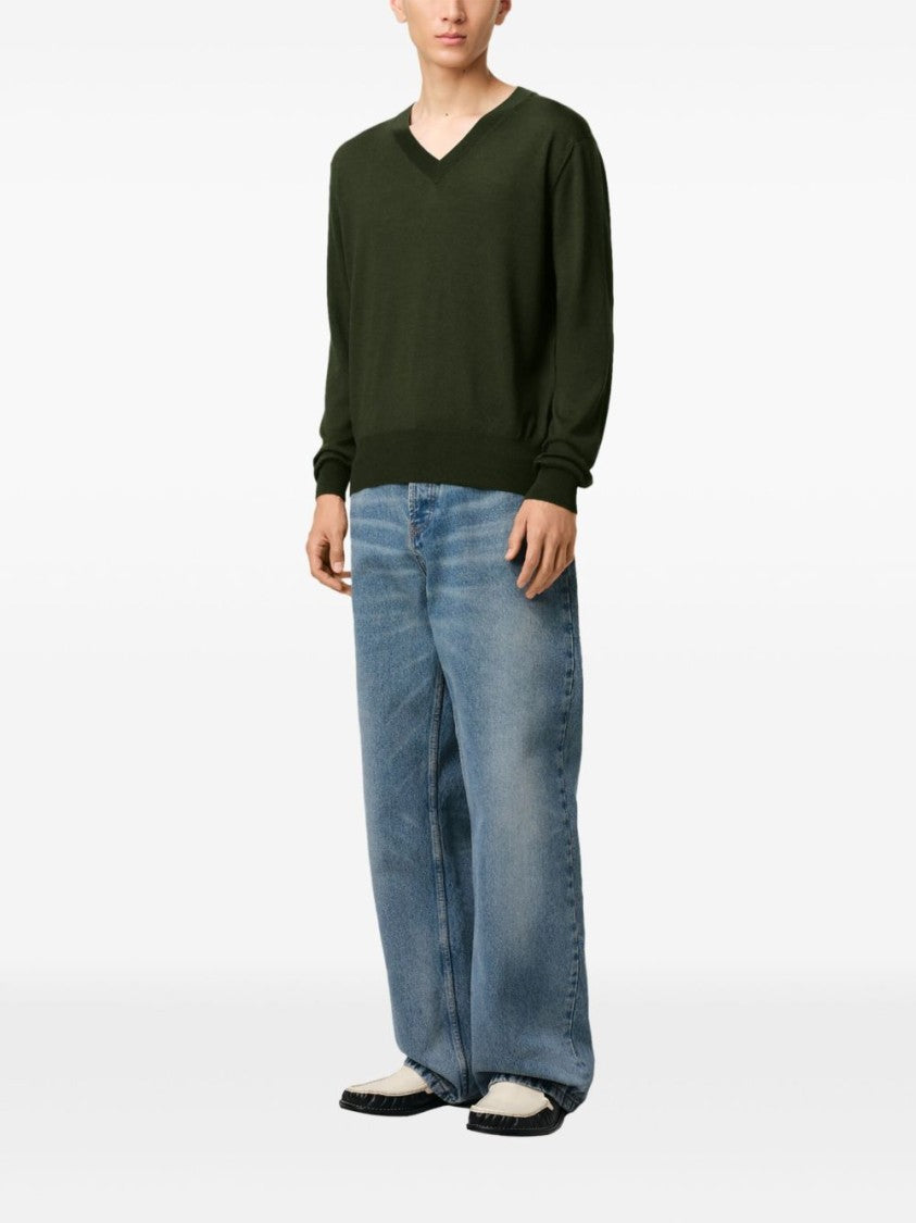 Ami Paris Moss Green V-Neck Sweatshirt