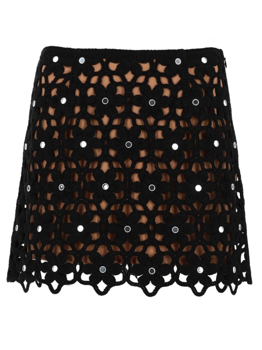 Michael Michael Kors Crochet Floral Motif Scalloped Skirt