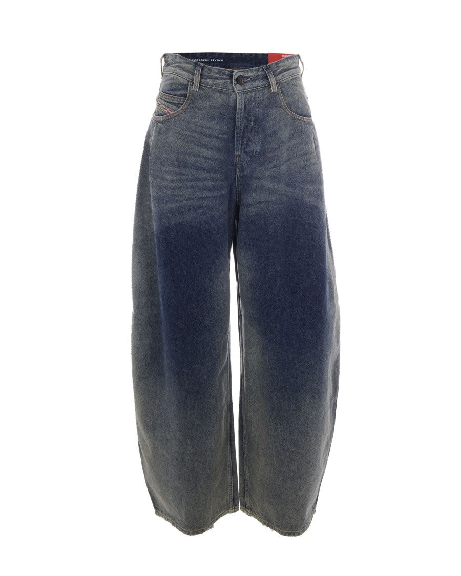 Diesel Wide-Leg High-Waisted Jeans With V-Shaped Waistband