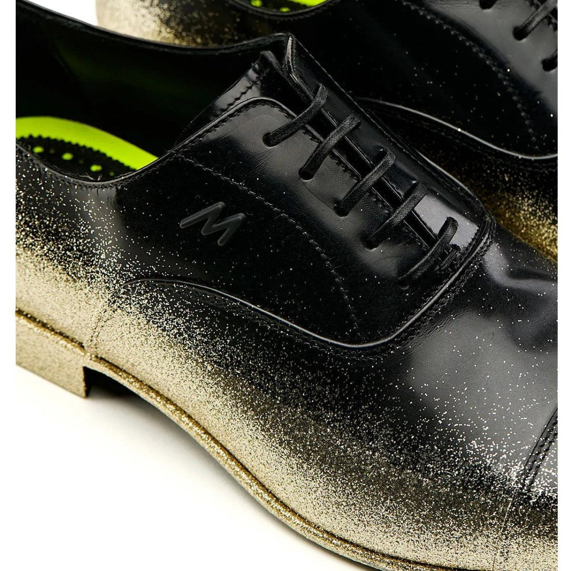Mimanera Black Oscar Gold Glitter Leather Shoes