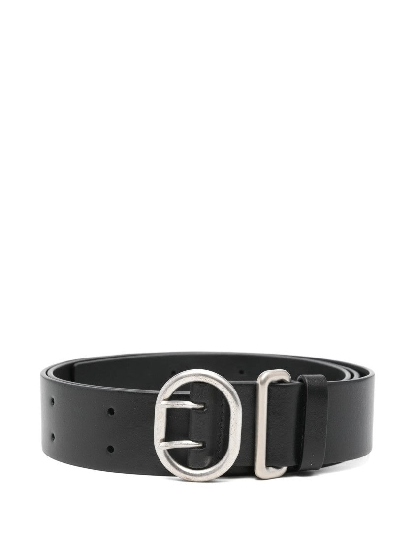 Jil Sander Black Leather Oval Buckle Belt