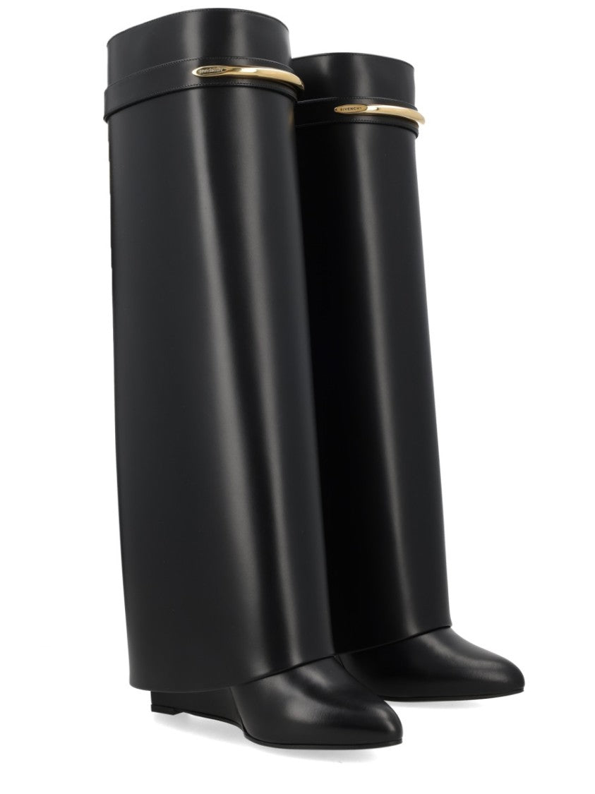 Givenchy Shark Pinch Sculptural Wedge Heel Calf Leather Boots