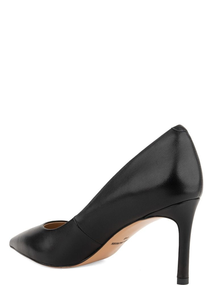 Linda Baumann Black Pointed-Toe Leather Stiletto Pumps