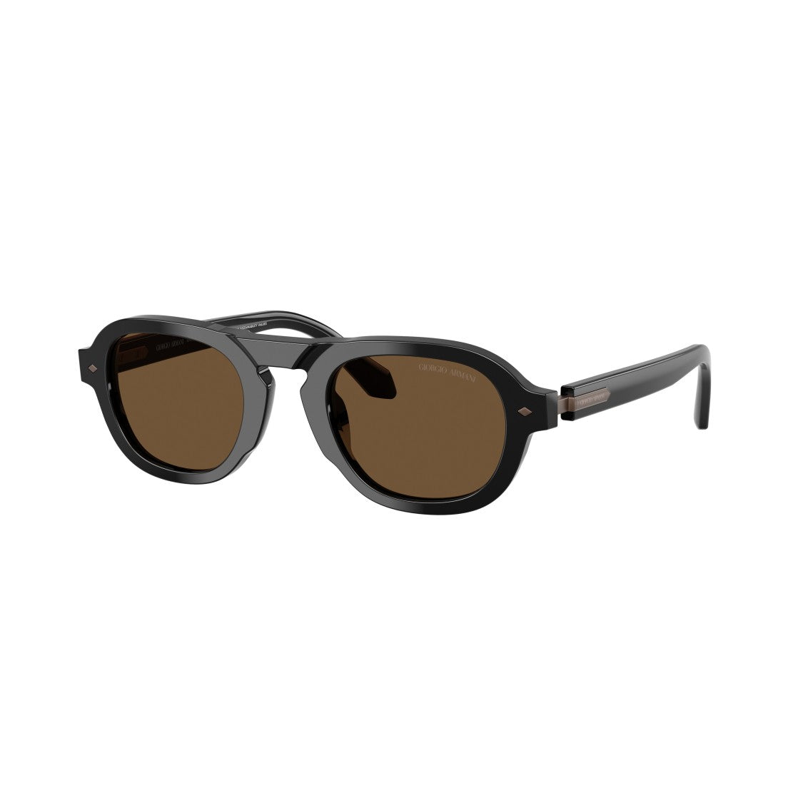 Giorgio Armani 0Ar8244 Bold Black Acetate Sunglasses With Warm Brown Lenses
