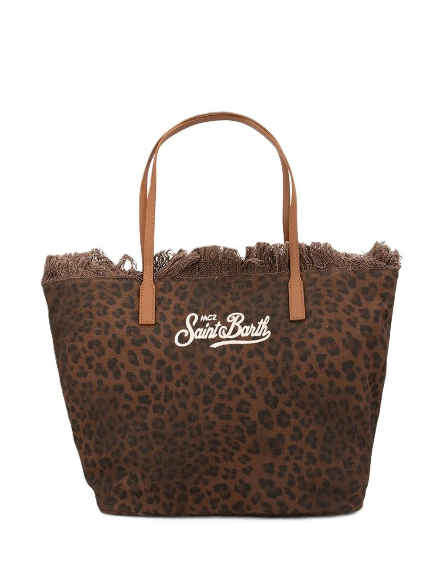 Mc2 Saint Barth Leopard Fringe City Crossbody Bag