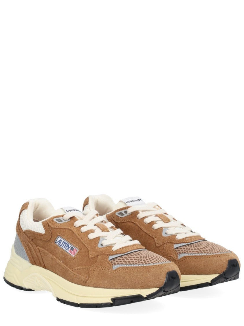 Autry Brown Hyperway Cow Leather Mesh Sneakers