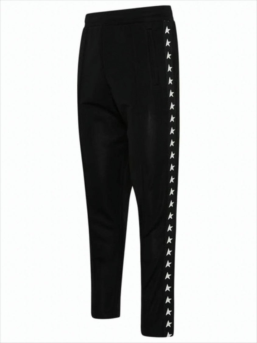 Golden Goose Slim-Fit Black Track Pants With Star Print Accents