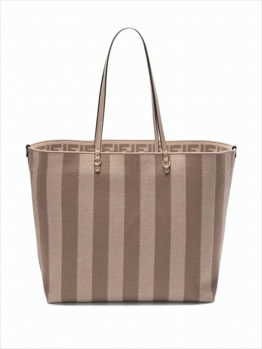 Fendi Vertical Stripe Structured Tote Bag With Monogram Lining
