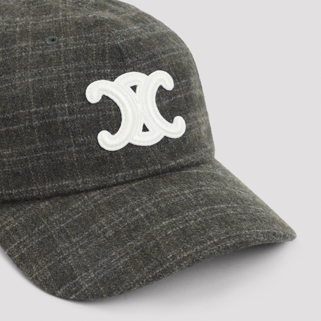 Celine Triomphe Checkered Wool Hat With Adjustable Leather Strap