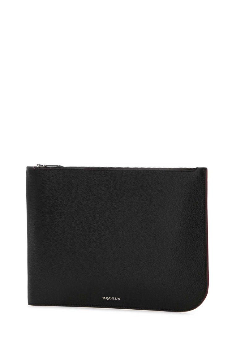 Alexander Mcqueen Black Leather Large Sling Pouch