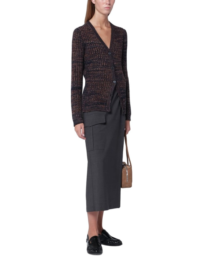 Parosh Anthracite Longuette Skirt With Pleated Back