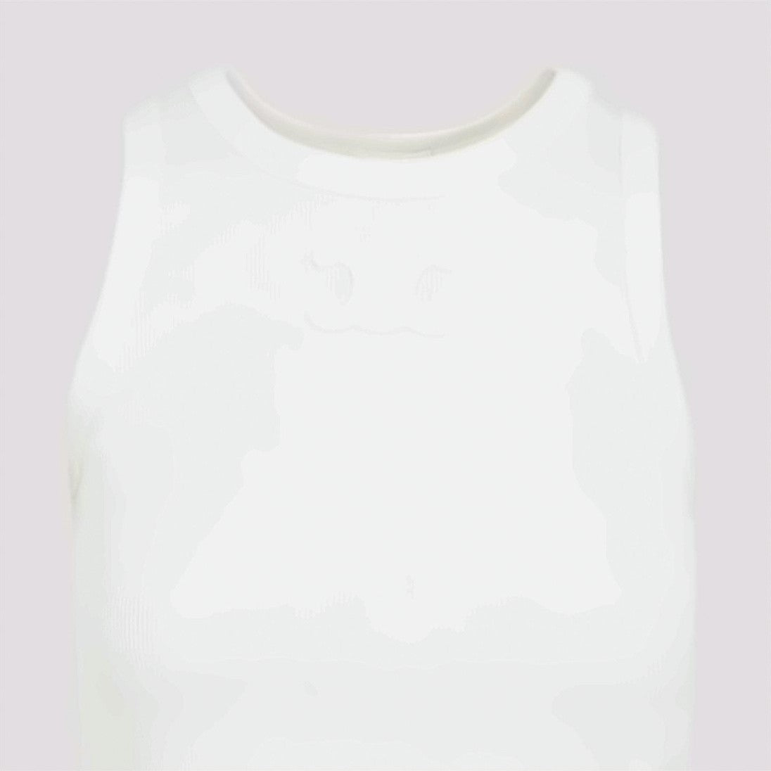 Celine Ribbed Tank Top With High Neckline And Embossed Logo