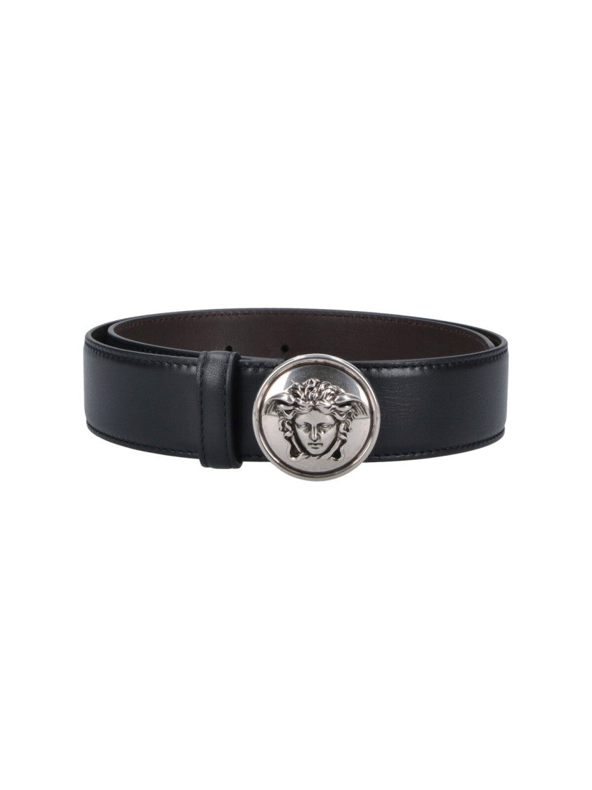 Versace Black Medusa Biggie Calf Leather Belt
