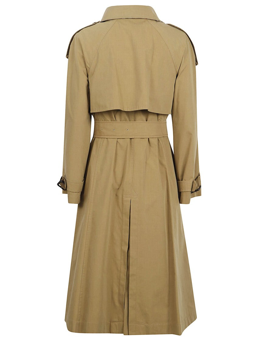 Burberry Long Brown Trench Coat With Removable Belt And Signature Check Lining
