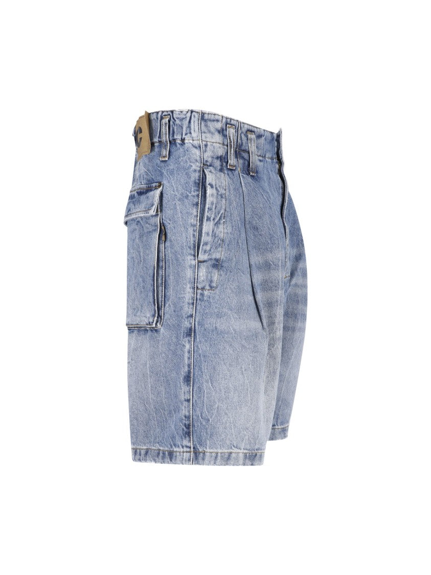 Cultura Light Blue High-Waisted Denim Shorts With Relaxed Fit