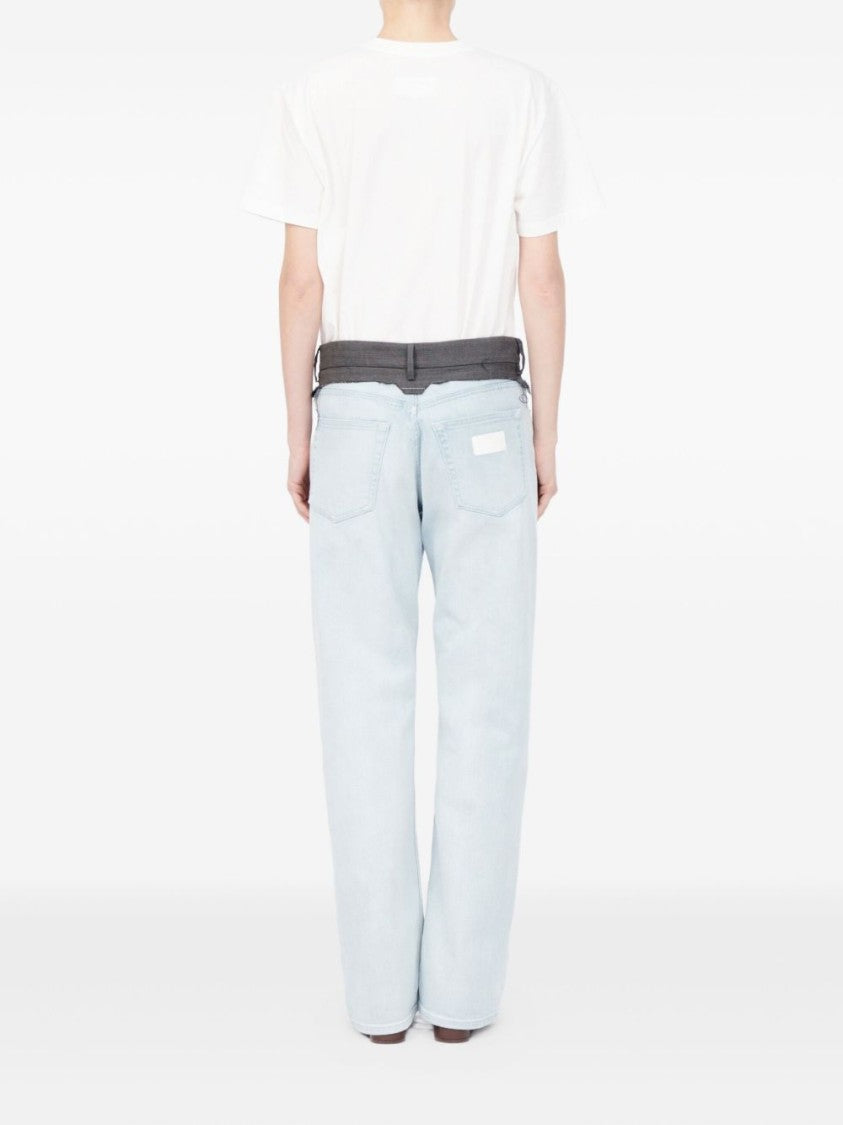 Mm6 By Maison Margiela Light Blue Faded Cotton Jeans