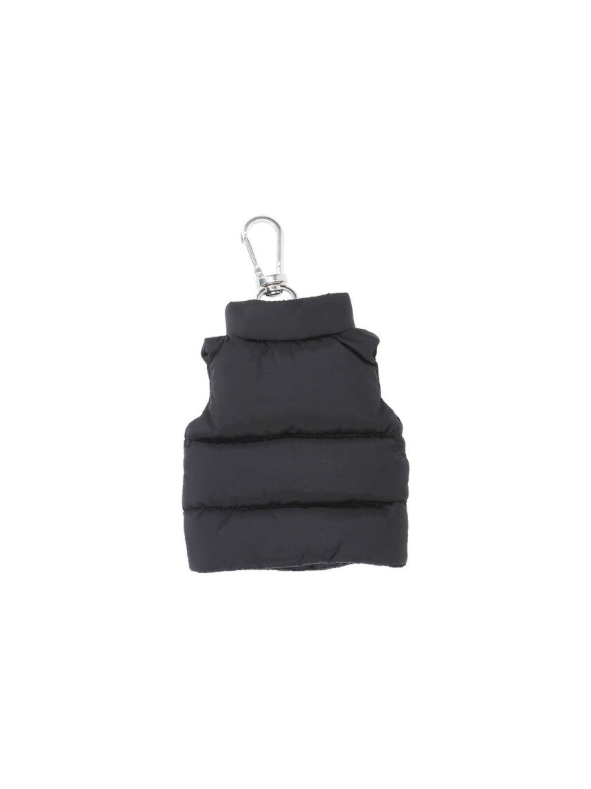 Moncler Black Mini Padded Vest-Shaped Keychain