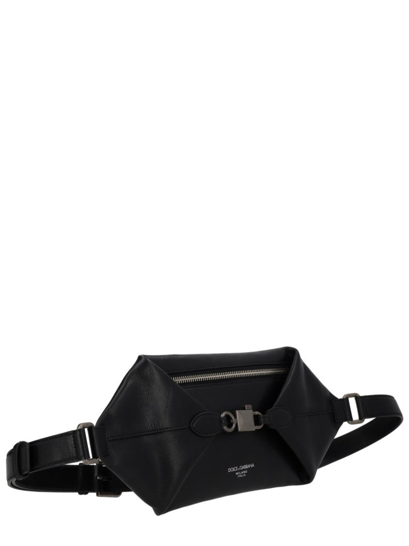 Dolce & Gabbana Black Lock Metallic Central Clutch