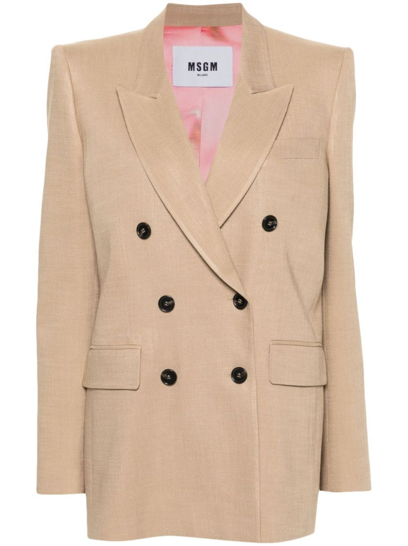 Msgm Light Brown Slub Texture Jacket