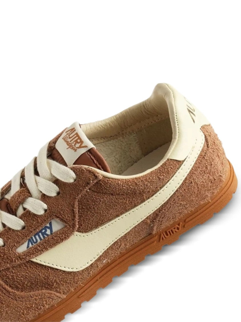 Autry Brown Windspin Low Textured Suede Sneakers
