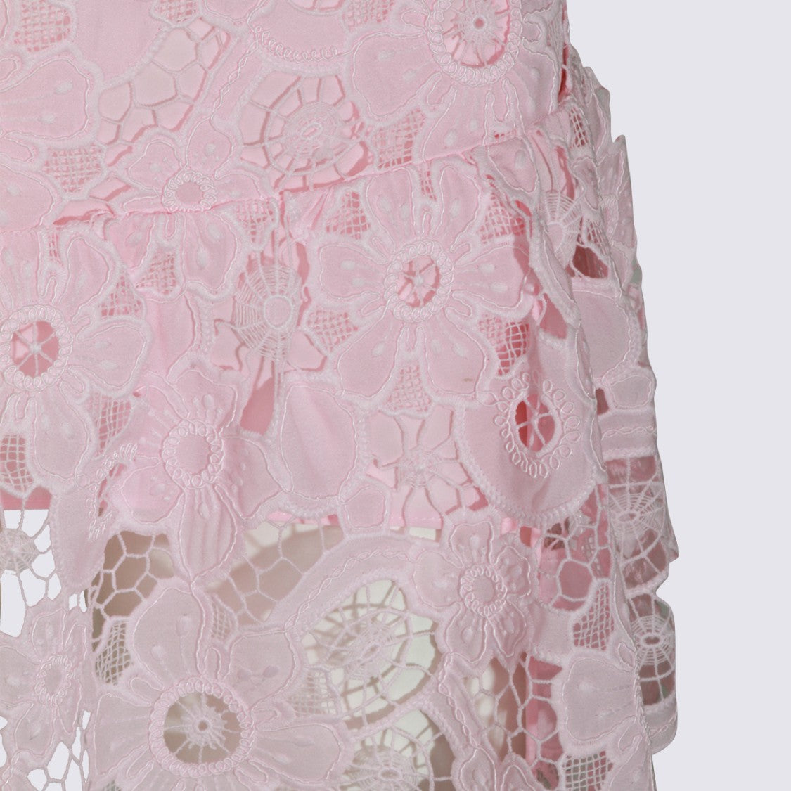 Self-Portrait Scalloped Hem Lace Mini Dress With Structured Collar
