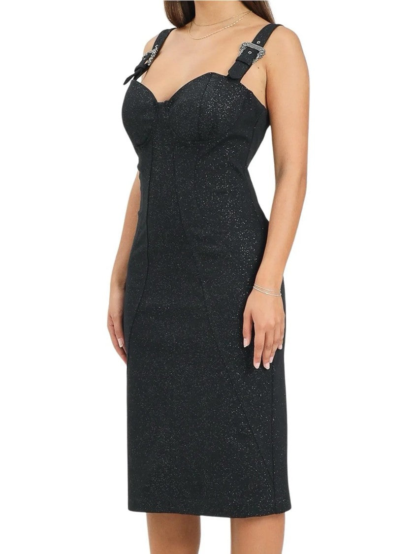 Versace Jeans Couture Sheath Dress With Bustier Neckline And Decorative Buckles