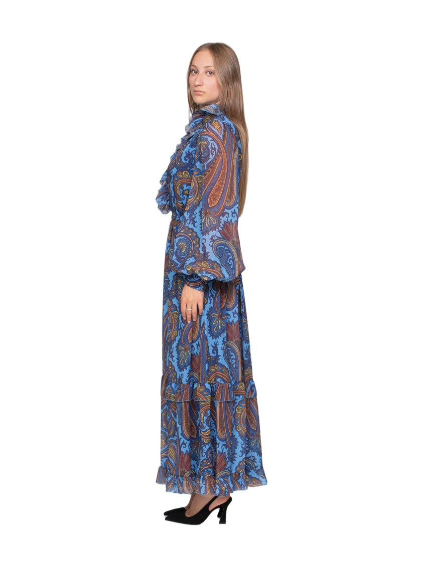 Etro Vibrant Paisley Puffed Sleeve Maxi Dress
