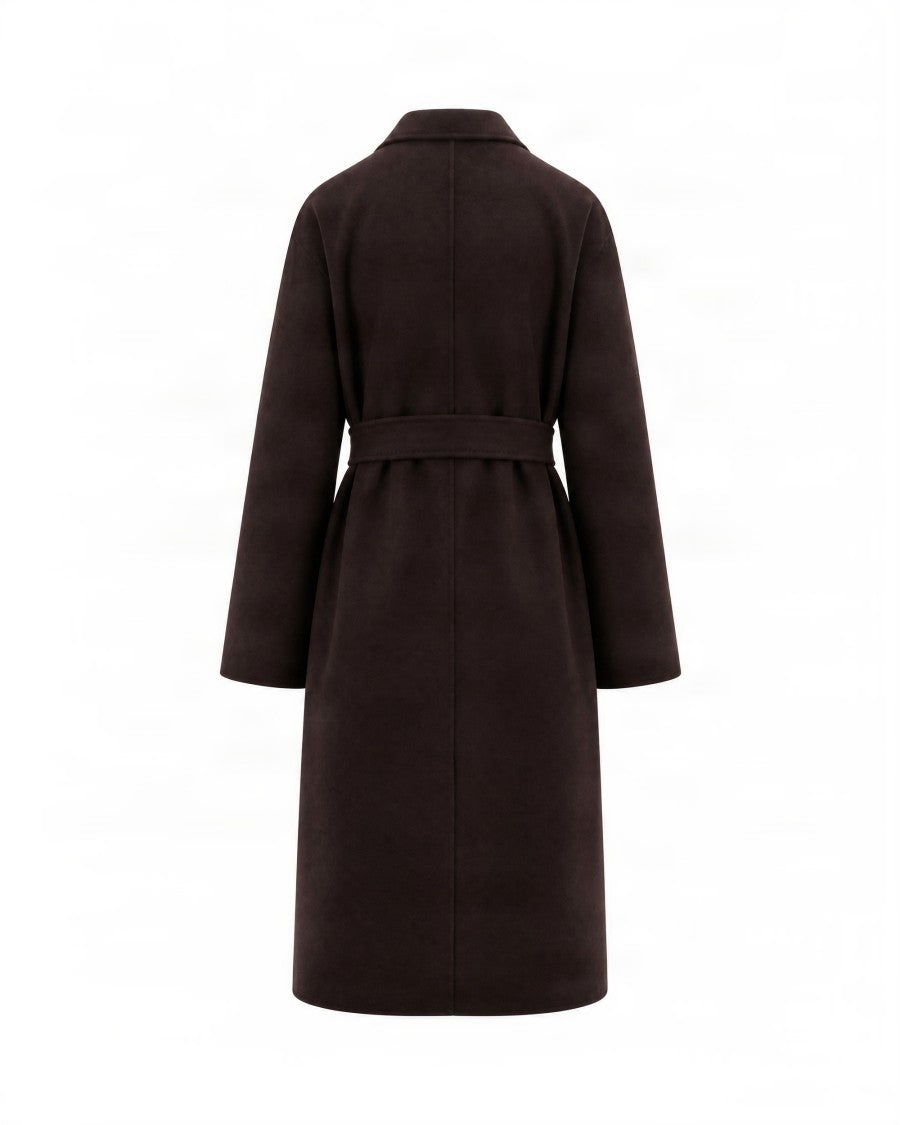 Elisabetta Franchi Knee-Length Notched Lapel Wool Wrap Coat