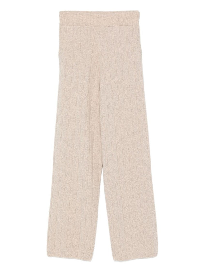Max Mara Beige Knit Trousers With Tapered Leg