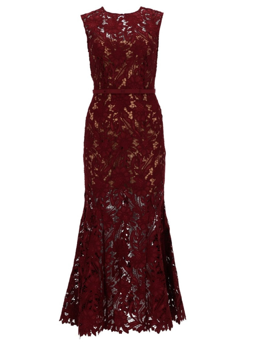 Self-Portrait Floral Lace Fitted Waist Midi Dress