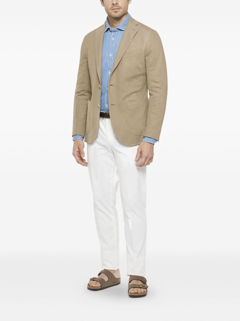 Boglioli Beige Double-Breasted Jacket With Notched Lapel And Tailored Fit