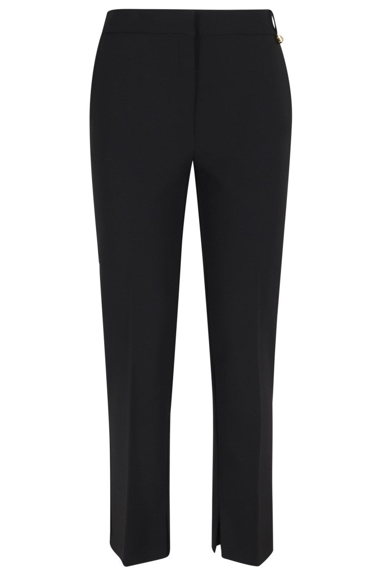 Elisabetta Franchi Black Charm Logo Side-Slits Polyester Formal Pants